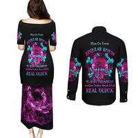 I Can Go From Regular B To Burn Couples Matching Puletasi Dress and Long Sleeve Button Shirt - Wonder Print Shop