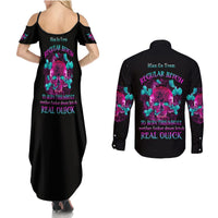 I Can Go From Regular B To Burn Couples Matching Summer Maxi Dress and Long Sleeve Button Shirt - Wonder Print Shop