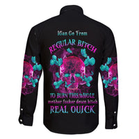 I Can Go From Regular B To Burn Family Matching Off Shoulder Long Sleeve Dress and Hawaiian Shirt - Wonder Print Shop