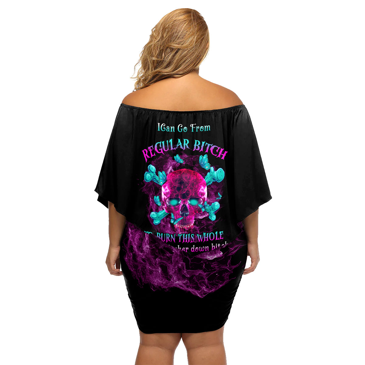 I Can Go From Regular B To Burn Family Matching Off Shoulder Short Dress and Hawaiian Shirt - Wonder Print Shop