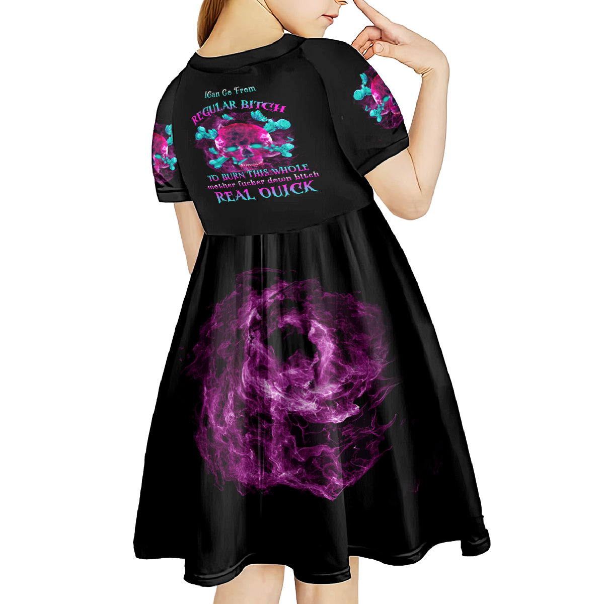 I Can Go From Regular B To Burn Kid Short Sleeve Dress - Wonder Print Shop