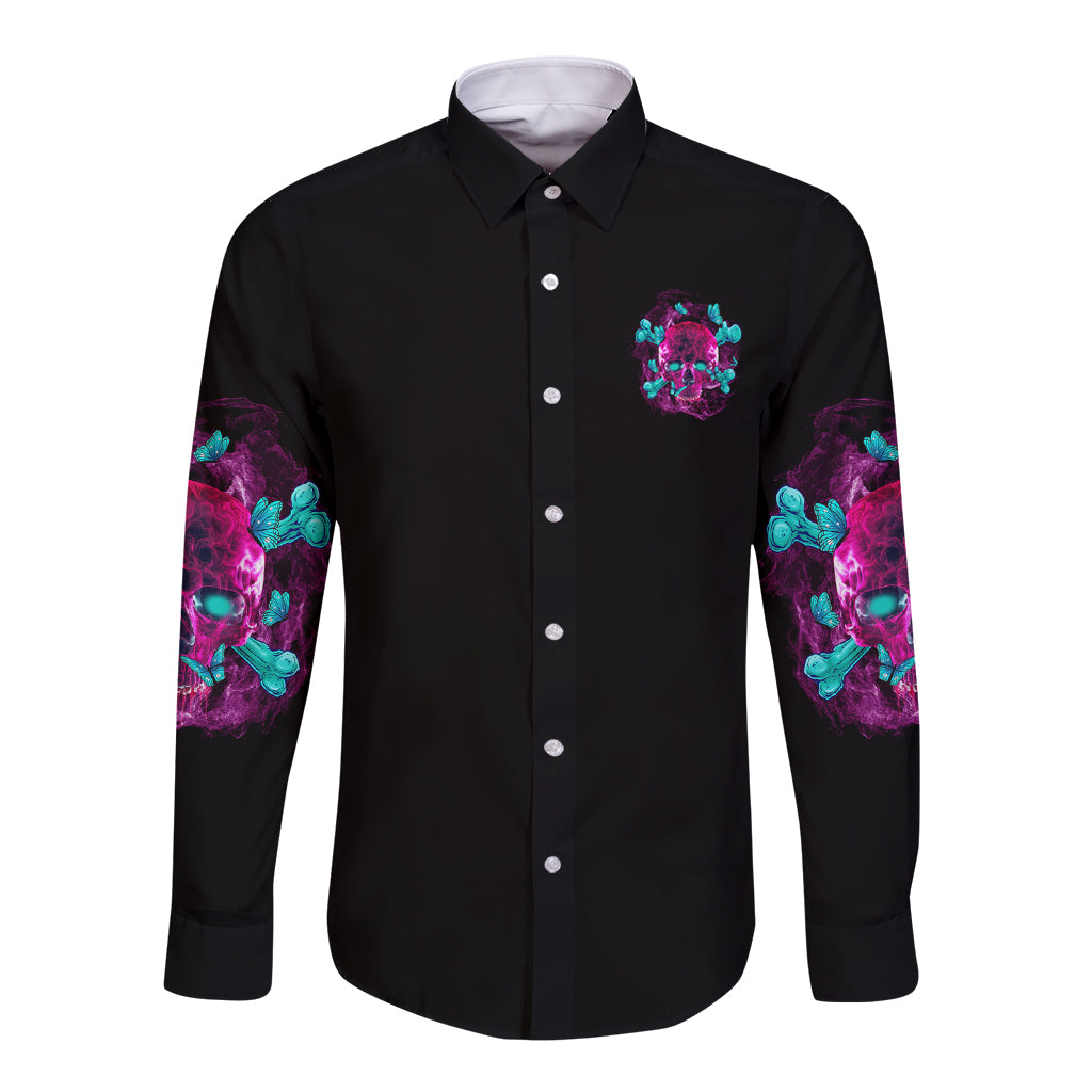 I Can Go From Regular B To Burn Long Sleeve Button Shirt - Wonder Print Shop