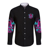 I Can Go From Regular B To Burn Long Sleeve Button Shirt - Wonder Print Shop
