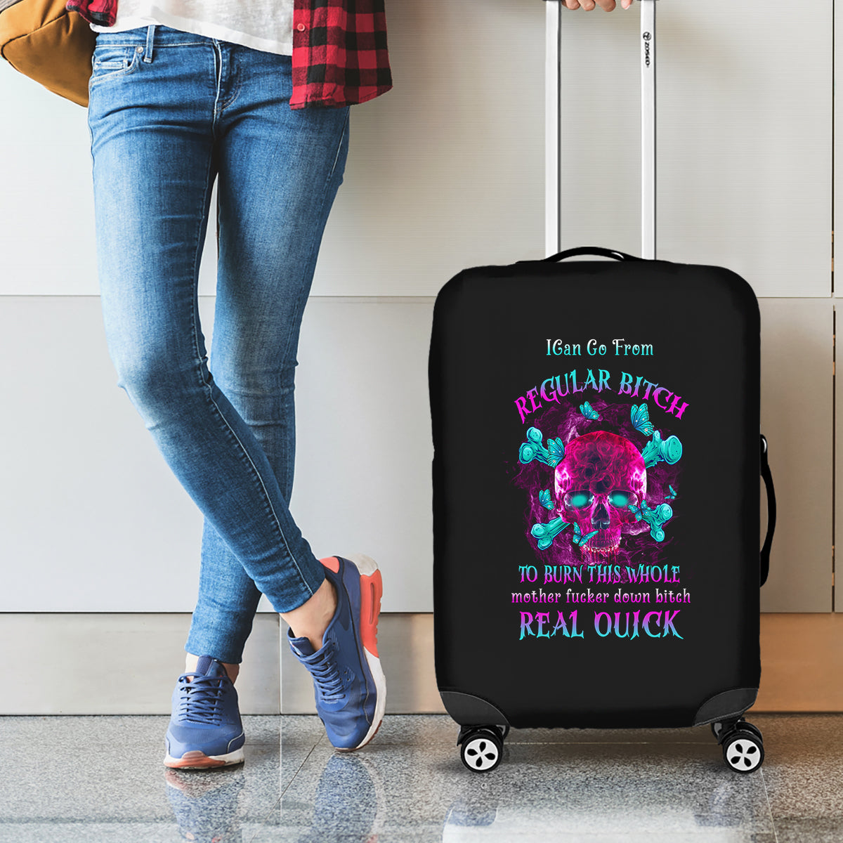 I Can Go From Regular B To Burn Luggage Cover - Wonder Print Shop