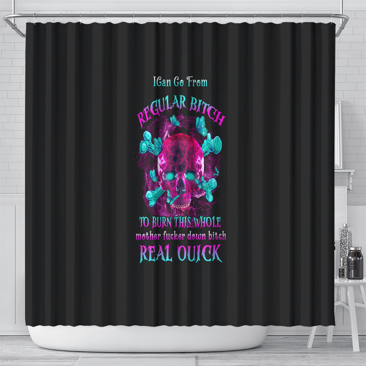 i-can-go-from-regular-b-to-burn-shower-curtain