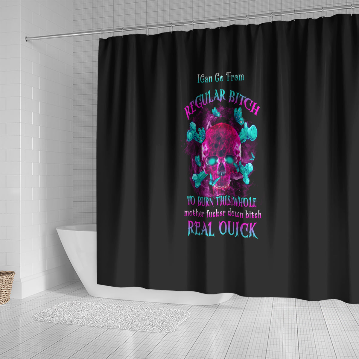 i-can-go-from-regular-b-to-burn-shower-curtain