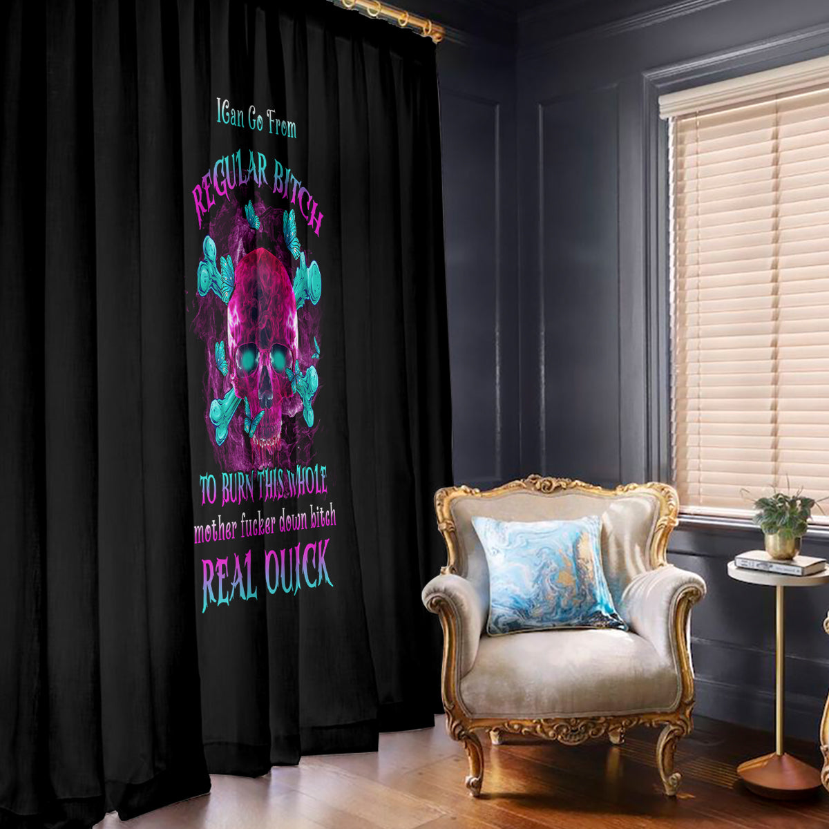 I Can Go From Regular B To Burn Window Curtain - Wonder Print Shop