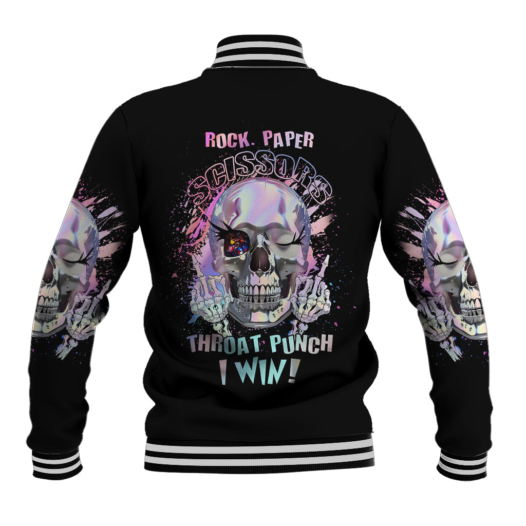 Rock Paper Throat Punch I Win Baseball Jacket - Wonder Print Shop