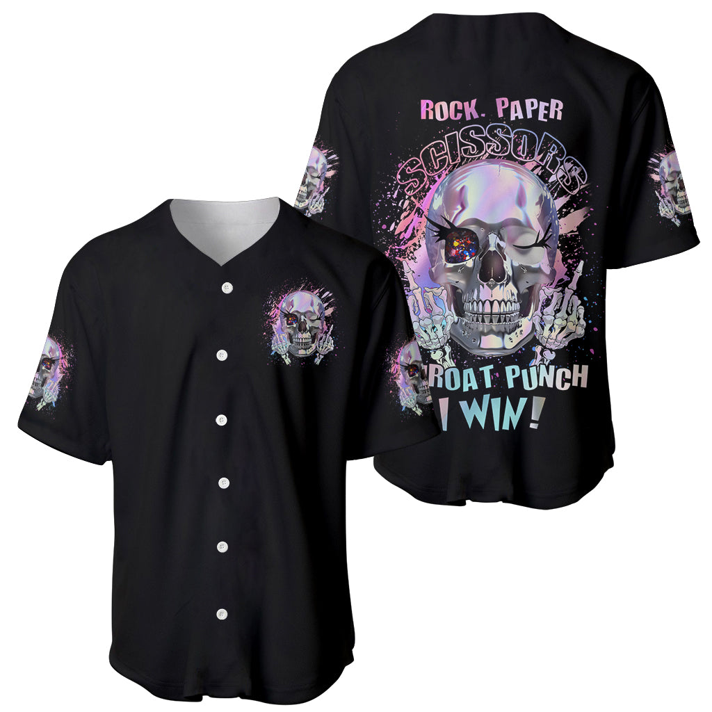 Rock Paper Throat Punch I Win Baseball Jersey - Wonder Print Shop