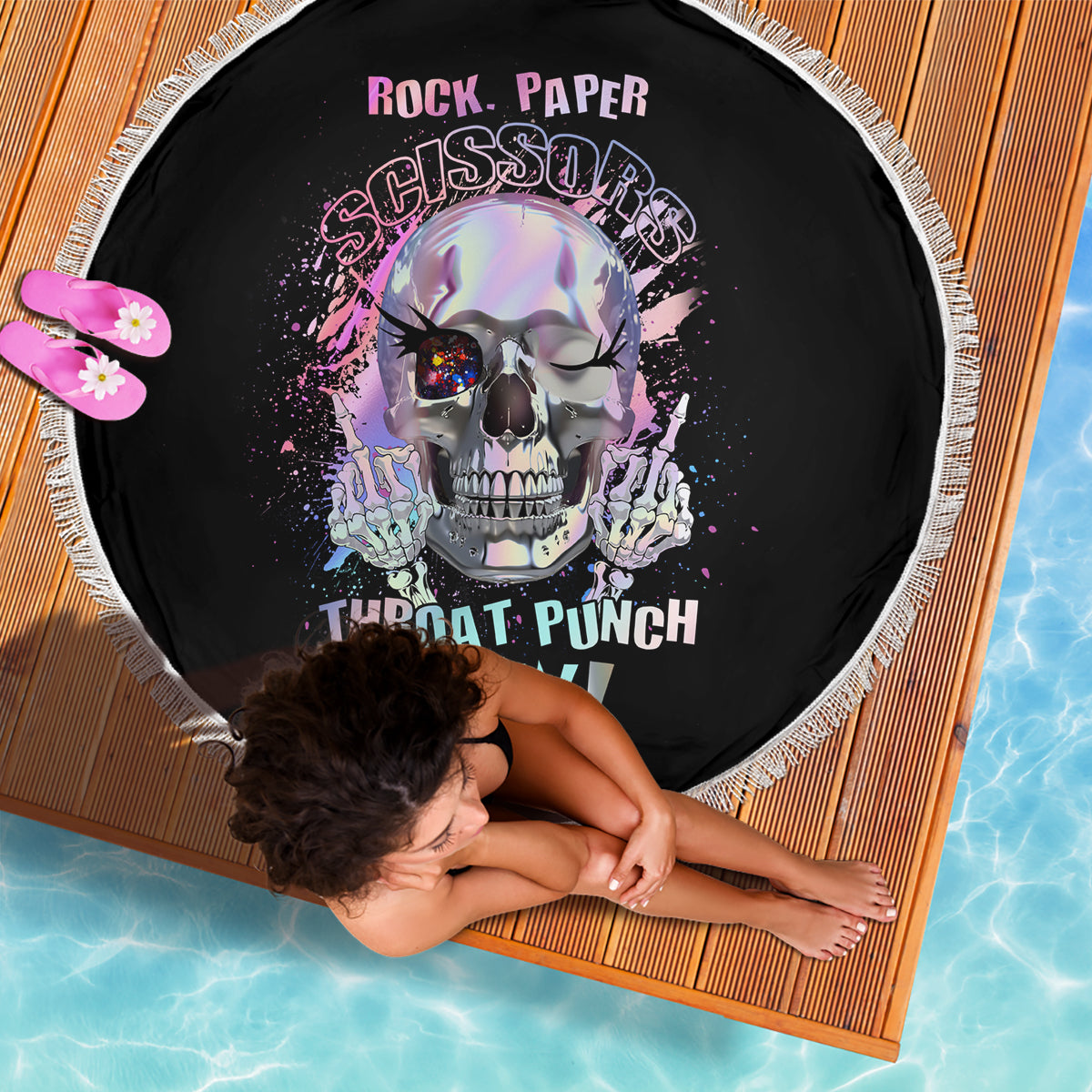 Rock Paper Throat Punch I Win Beach Blanket - Wonder Print Shop
