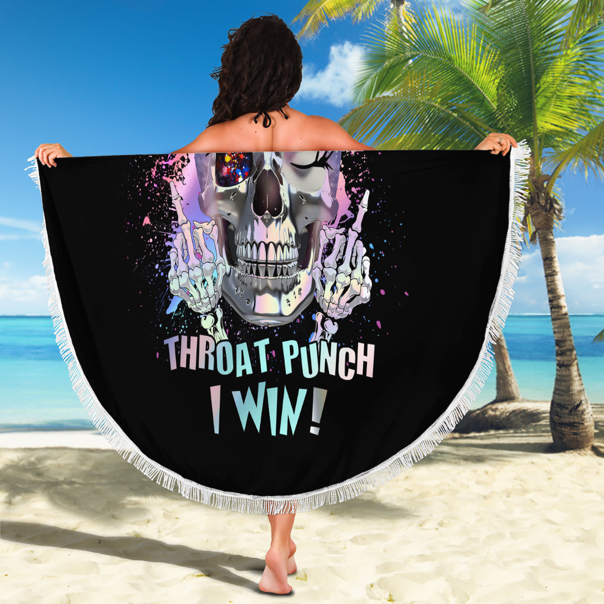 Rock Paper Throat Punch I Win Beach Blanket - Wonder Print Shop