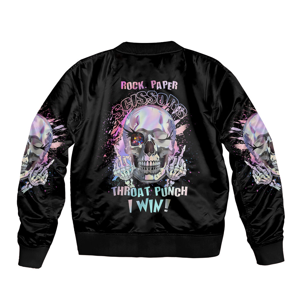 Rock Paper Throat Punch I Win Bomber Jacket - Wonder Print Shop