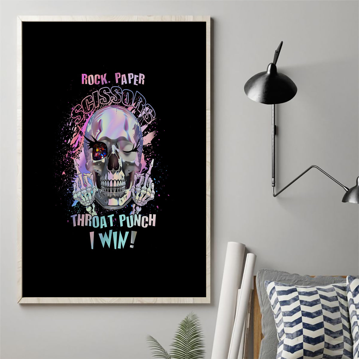 Rock Paper Throat Punch I Win Canvas Wall Art - Wonder Print Shop