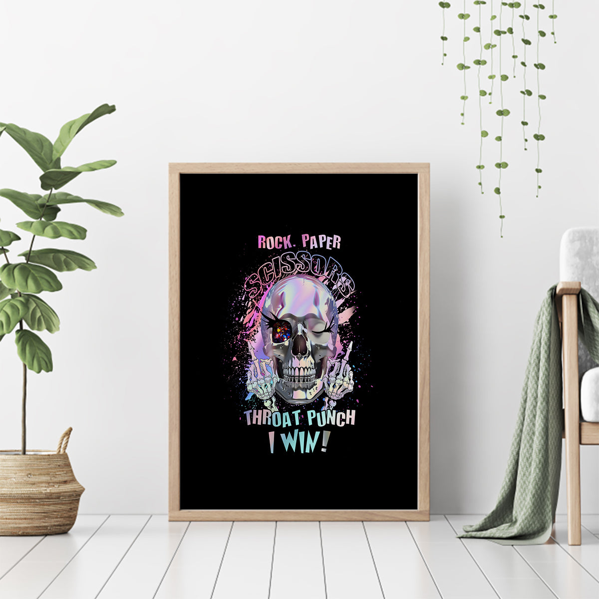 Rock Paper Throat Punch I Win Canvas Wall Art - Wonder Print Shop