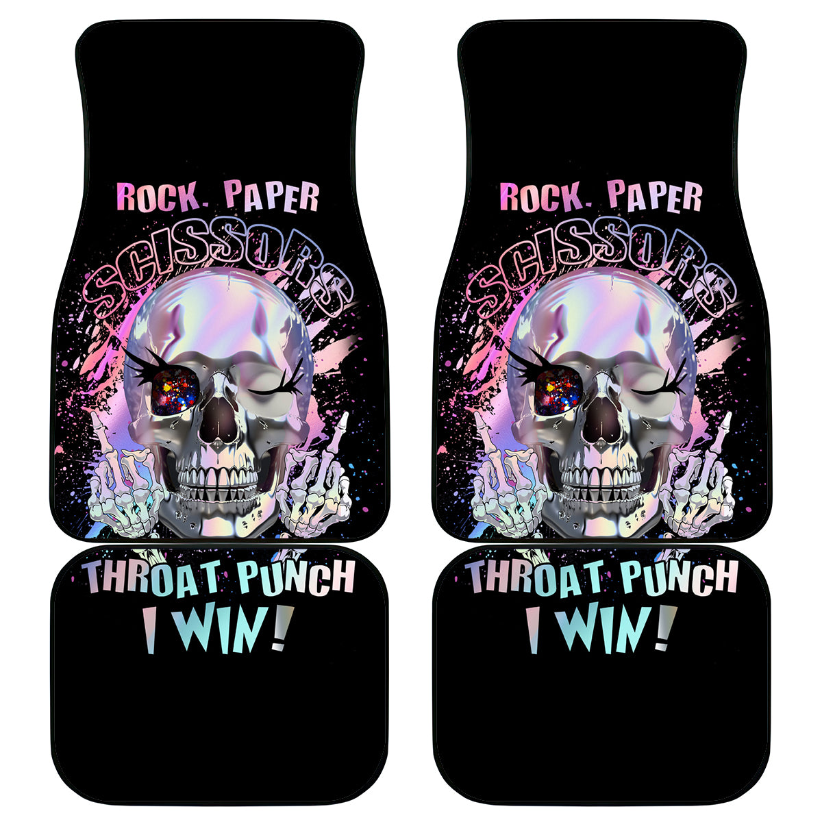 Rock Paper Throat Punch I Win Car Mats - Wonder Print Shop