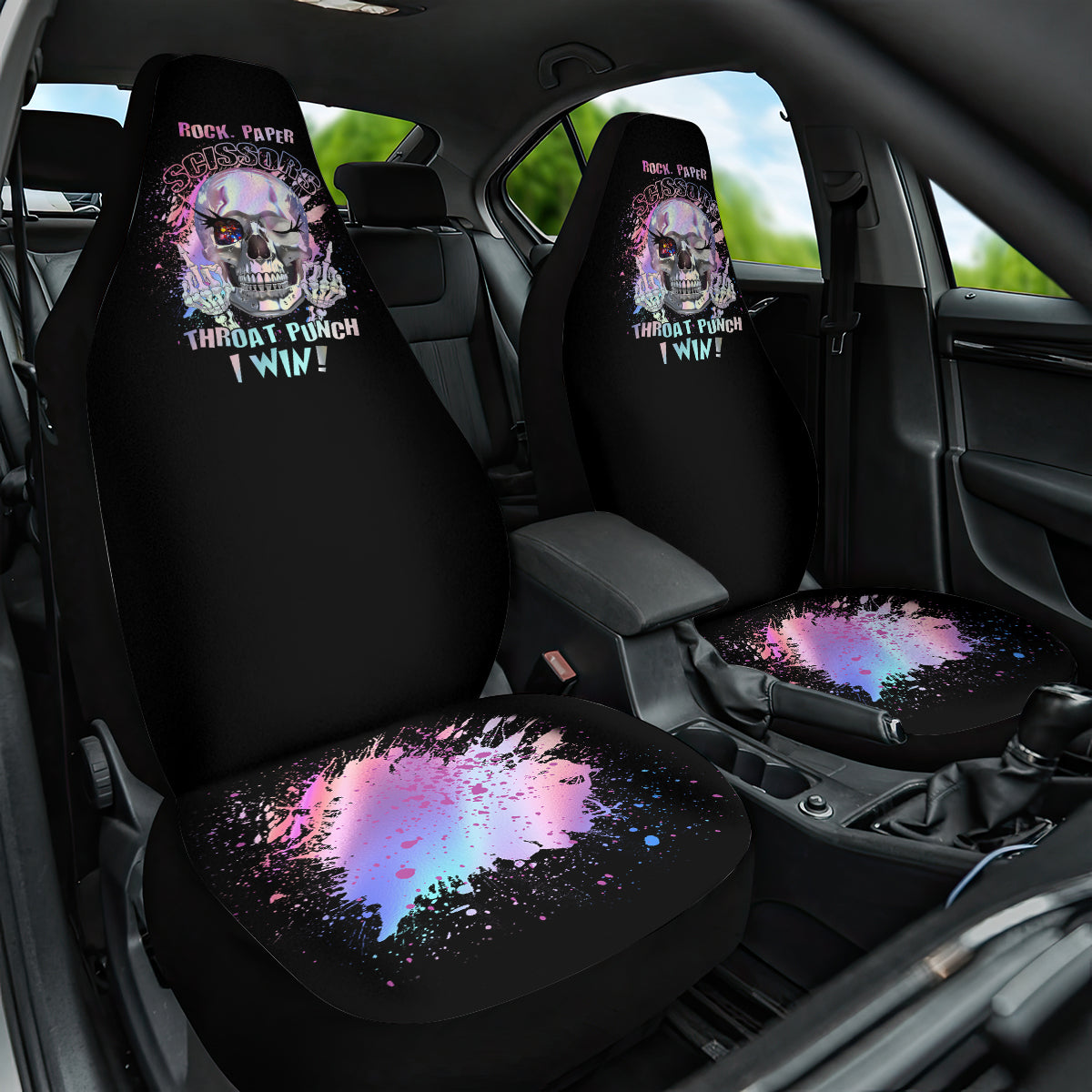 Rock Paper Throat Punch I Win Car Seat Cover - Wonder Print Shop