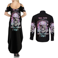 Rock Paper Throat Punch I Win Couples Matching Summer Maxi Dress and Long Sleeve Button Shirt - Wonder Print Shop
