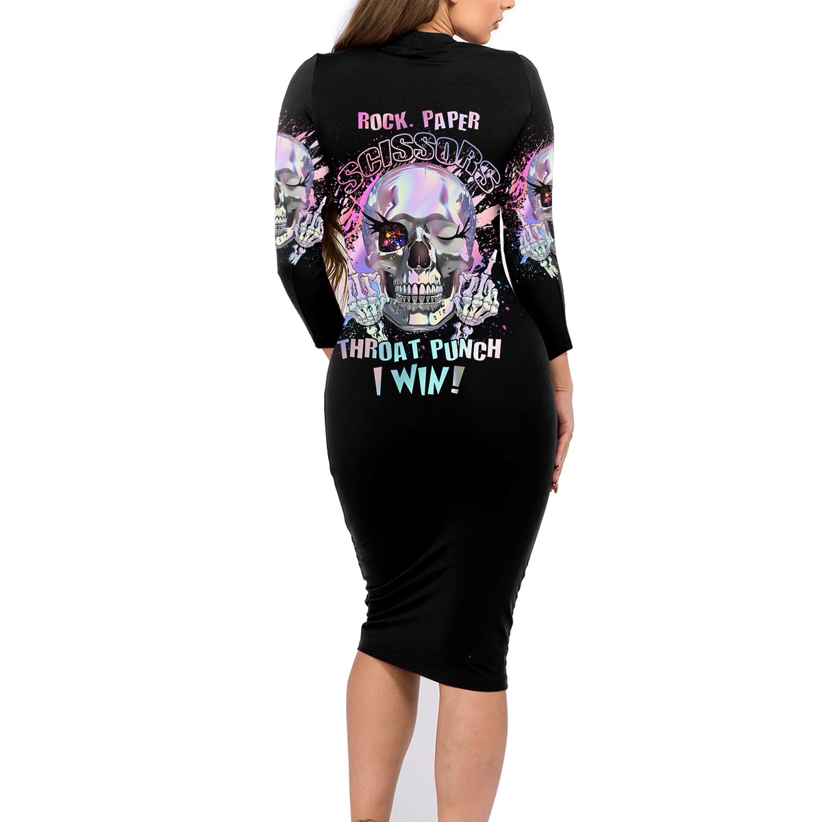Rock Paper Throat Punch I Win Family Matching Long Sleeve Bodycon Dress and Hawaiian Shirt - Wonder Print Shop