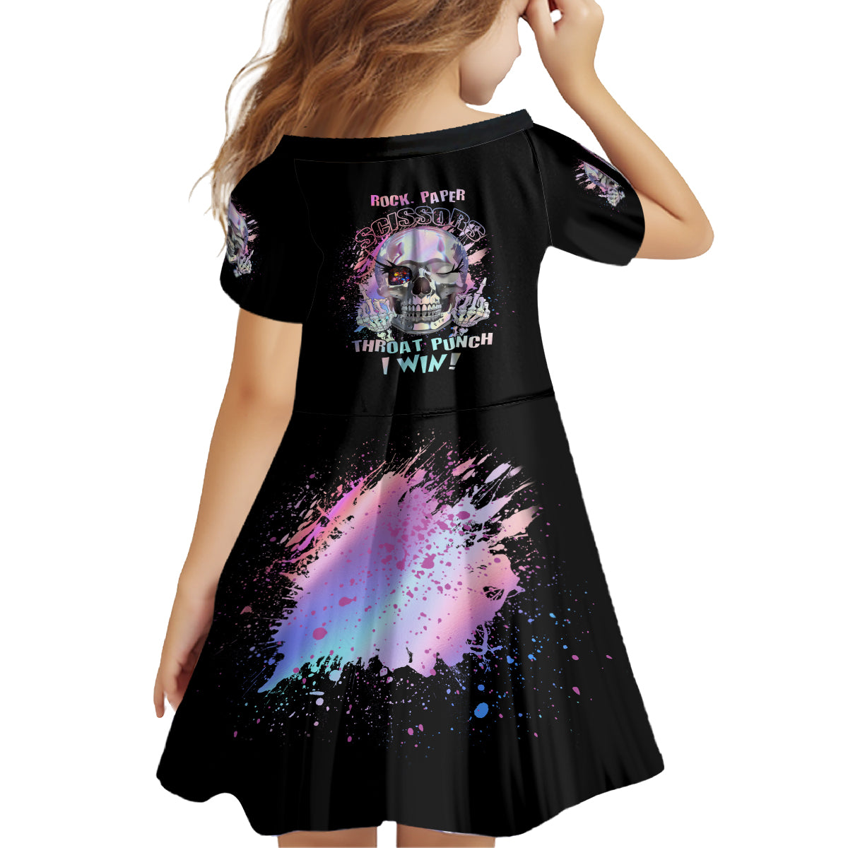 Rock Paper Throat Punch I Win Family Matching Off Shoulder Long Sleeve Dress and Hawaiian Shirt - Wonder Print Shop