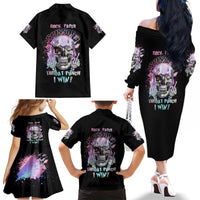 Rock Paper Throat Punch I Win Family Matching Off Shoulder Long Sleeve Dress and Hawaiian Shirt - Wonder Print Shop