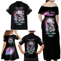 Rock Paper Throat Punch I Win Family Matching Off Shoulder Maxi Dress and Hawaiian Shirt - Wonder Print Shop