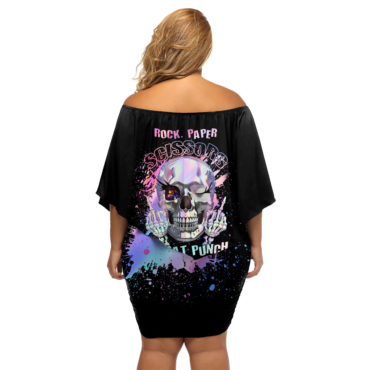 Rock Paper Throat Punch I Win Family Matching Off Shoulder Short Dress and Hawaiian Shirt - Wonder Print Shop