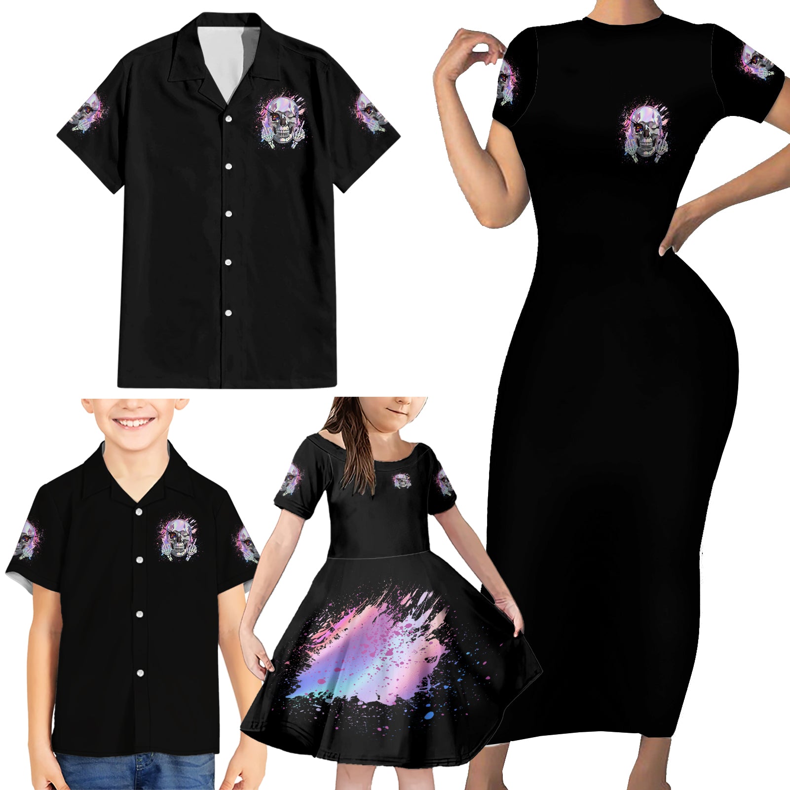 Rock Paper Throat Punch I Win Family Matching Short Sleeve Bodycon Dress and Hawaiian Shirt - Wonder Print Shop