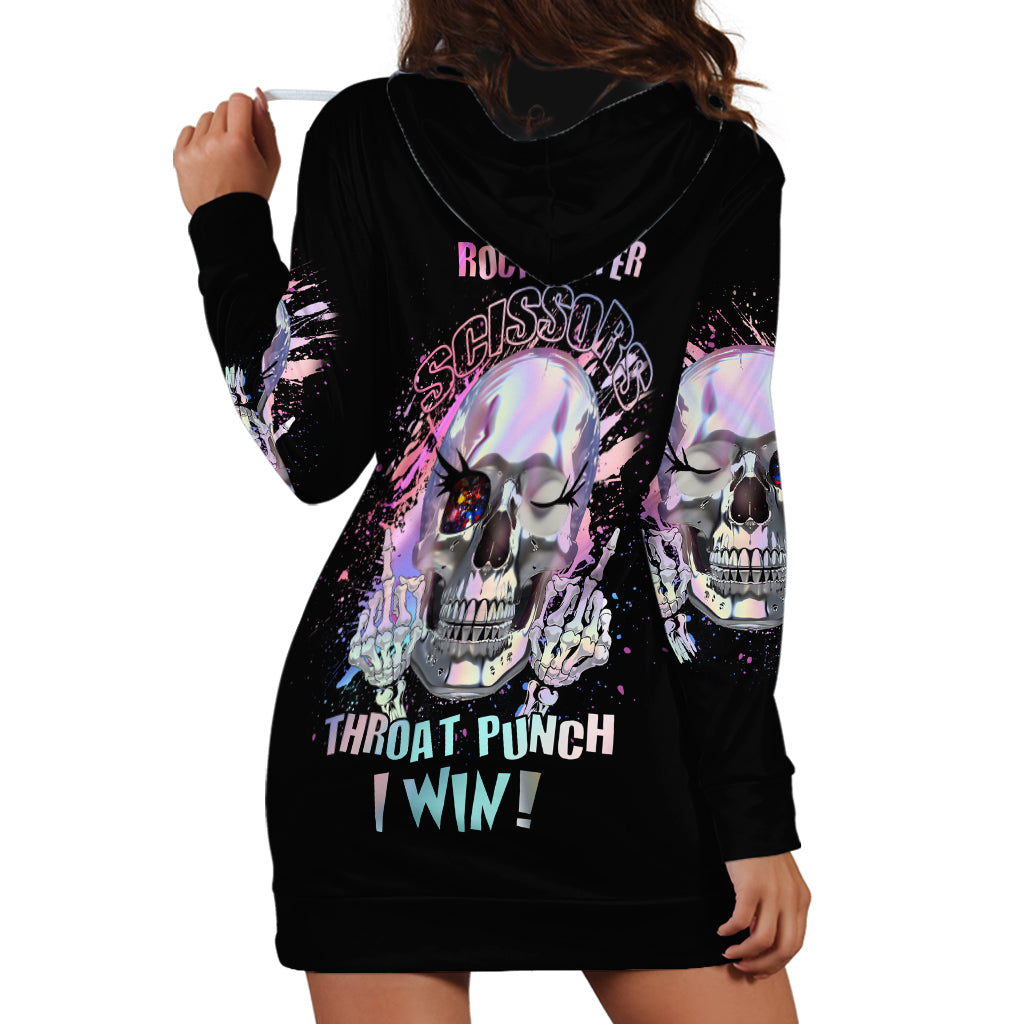 Rock Paper Throat Punch I Win Hoodie Dress - Wonder Print Shop