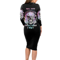 Rock Paper Throat Punch I Win Long Sleeve Bodycon Dress - Wonder Print Shop