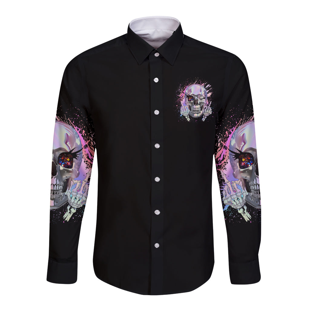 Rock Paper Throat Punch I Win Long Sleeve Button Shirt - Wonder Print Shop