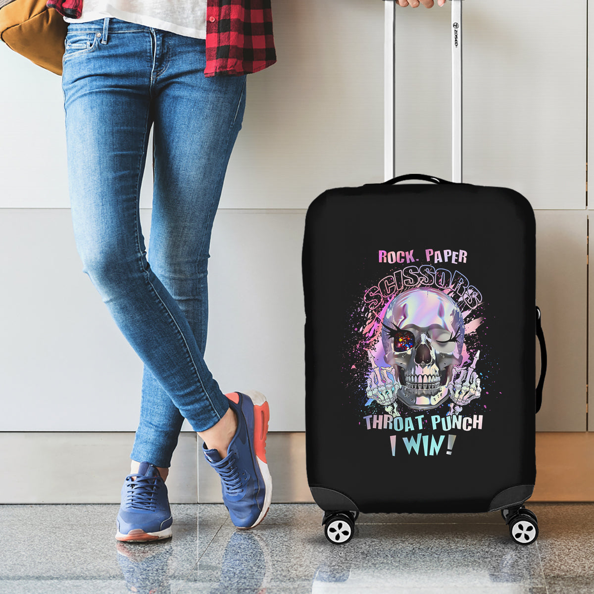 Rock Paper Throat Punch I Win Luggage Cover - Wonder Print Shop