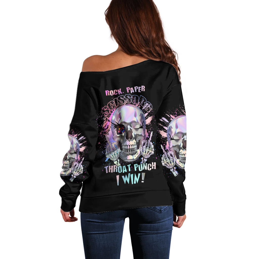Rock Paper Throat Punch I Win Off Shoulder Sweater - Wonder Print Shop