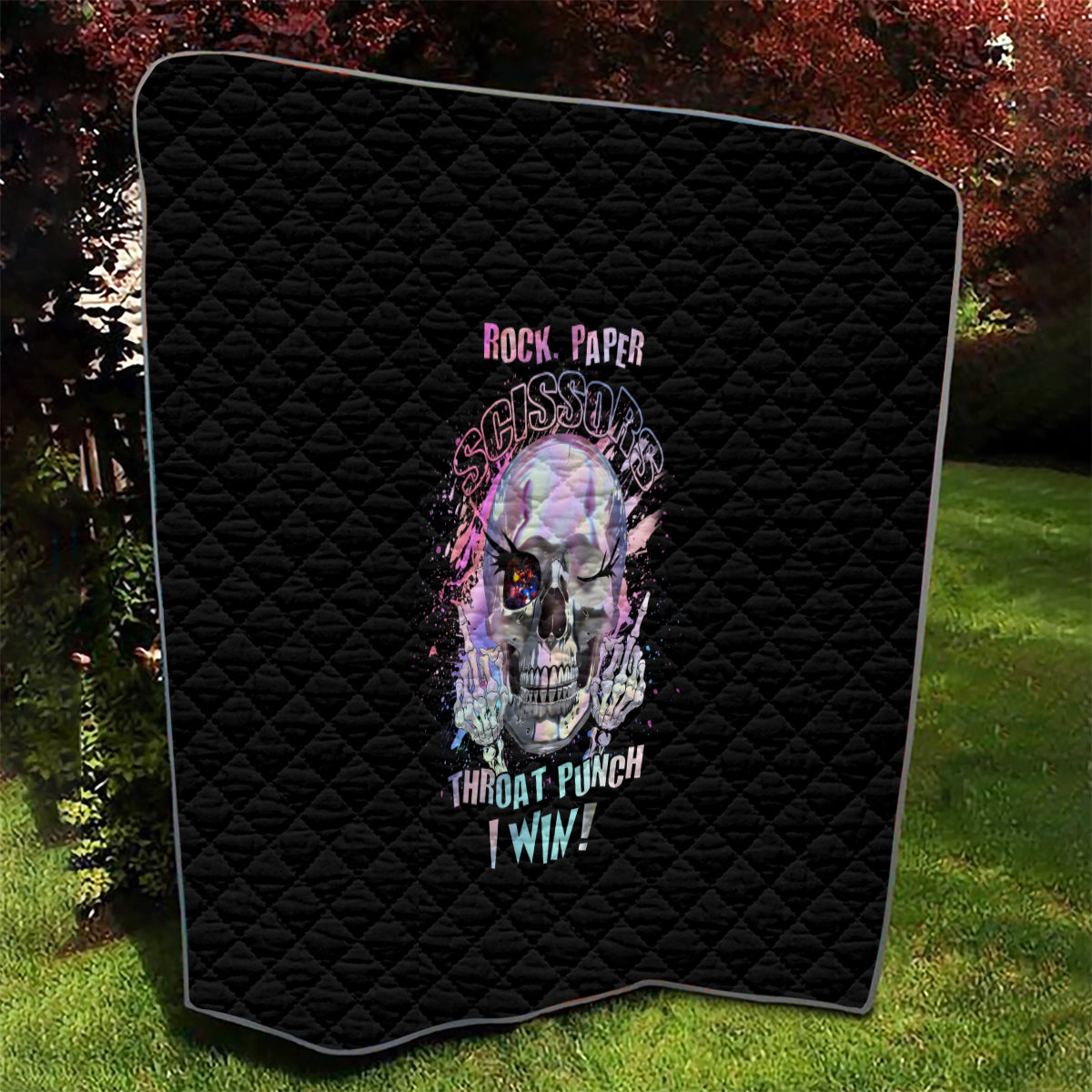 Rock Paper Throat Punch I Win Quilt - Wonder Print Shop