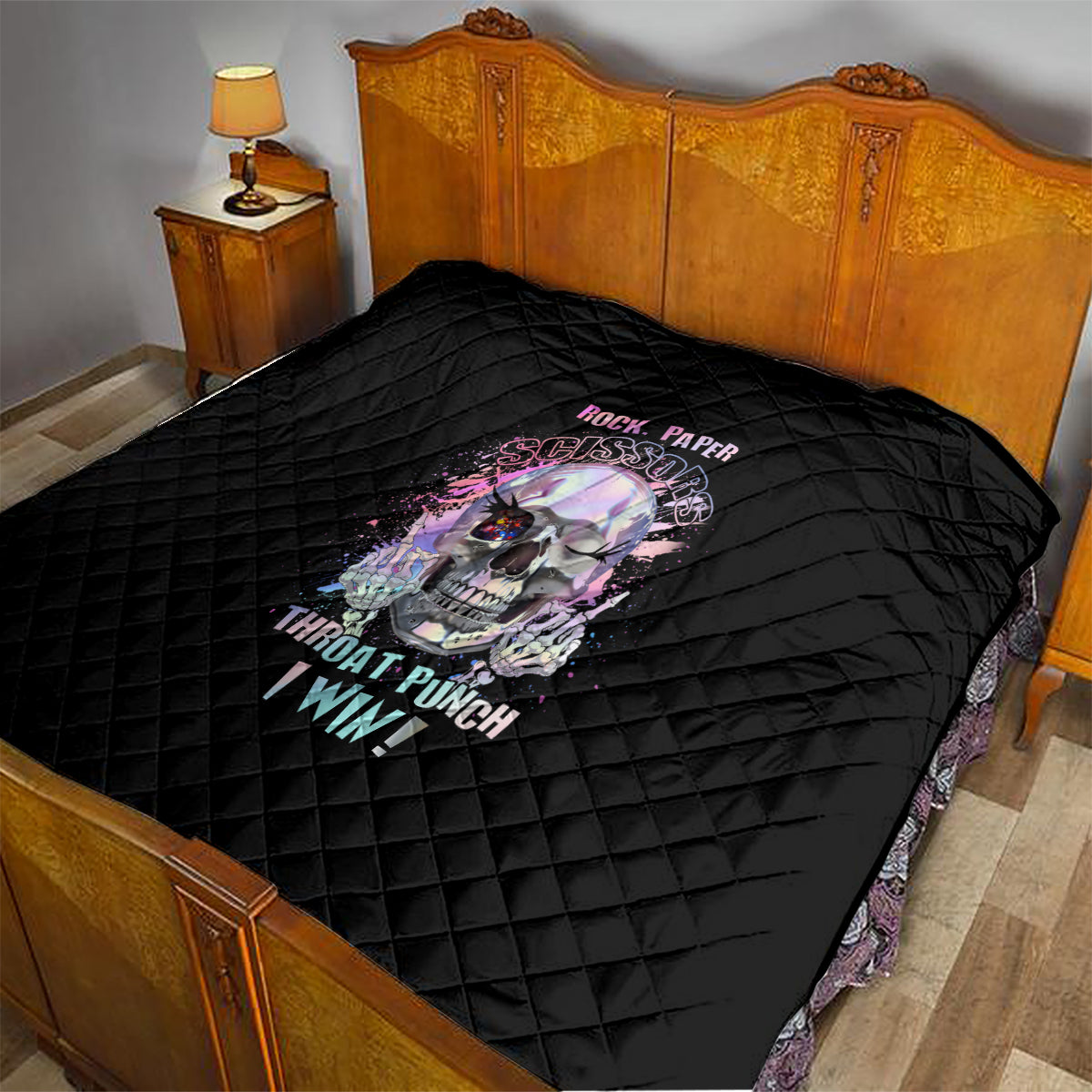 Rock Paper Throat Punch I Win Quilt - Wonder Print Shop