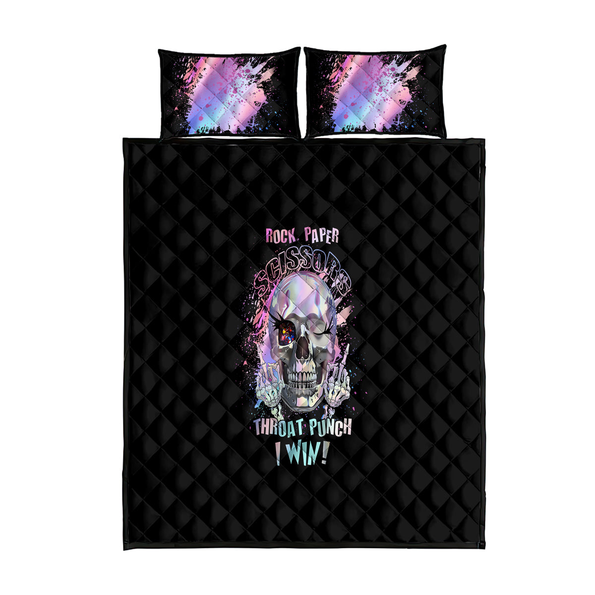 Rock Paper Throat Punch I Win Quilt Bed Set - Wonder Print Shop