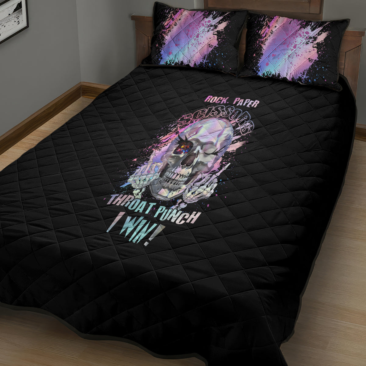 Rock Paper Throat Punch I Win Quilt Bed Set - Wonder Print Shop