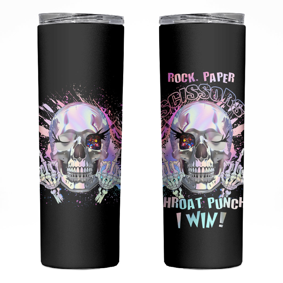 Rock Paper Throat Punch I Win Skinny Tumbler - Wonder Print Shop