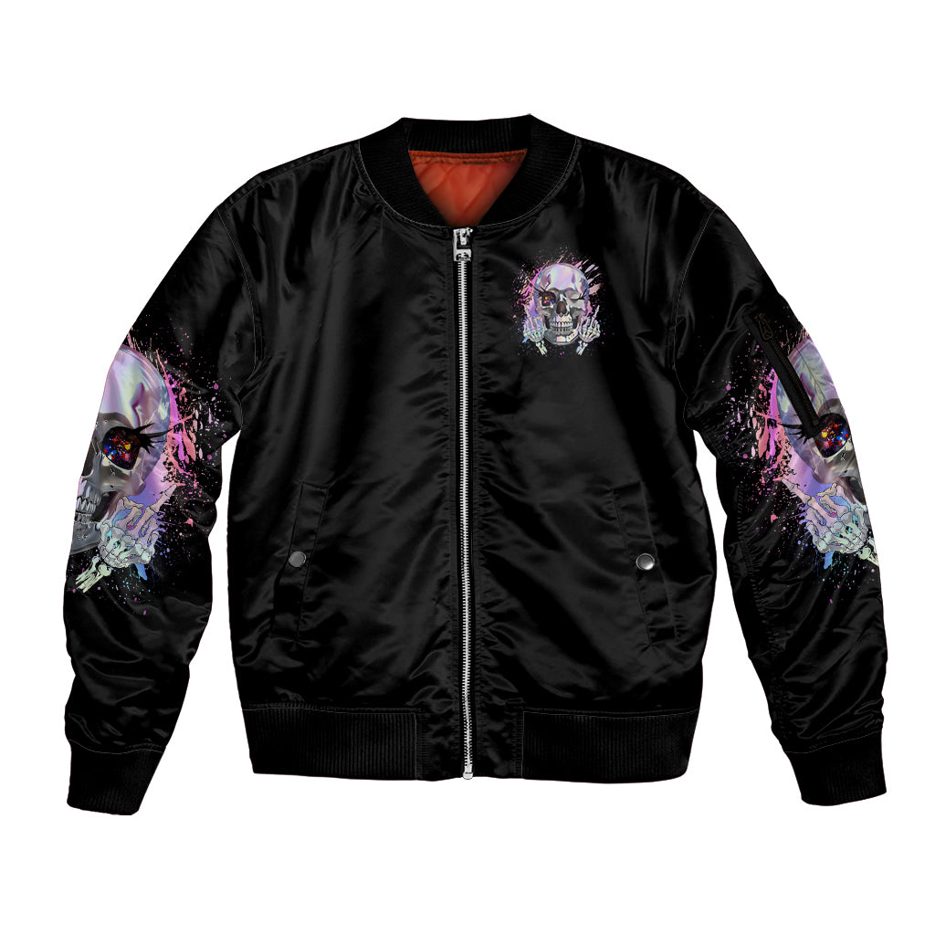 Rock Paper Throat Punch I Win Sleeve Zip Bomber Jacket - Wonder Print Shop