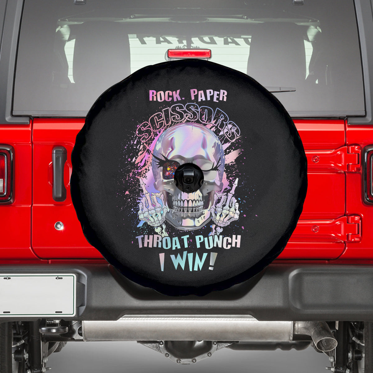 Rock Paper Throat Punch I Win Spare Tire Cover - Wonder Print Shop