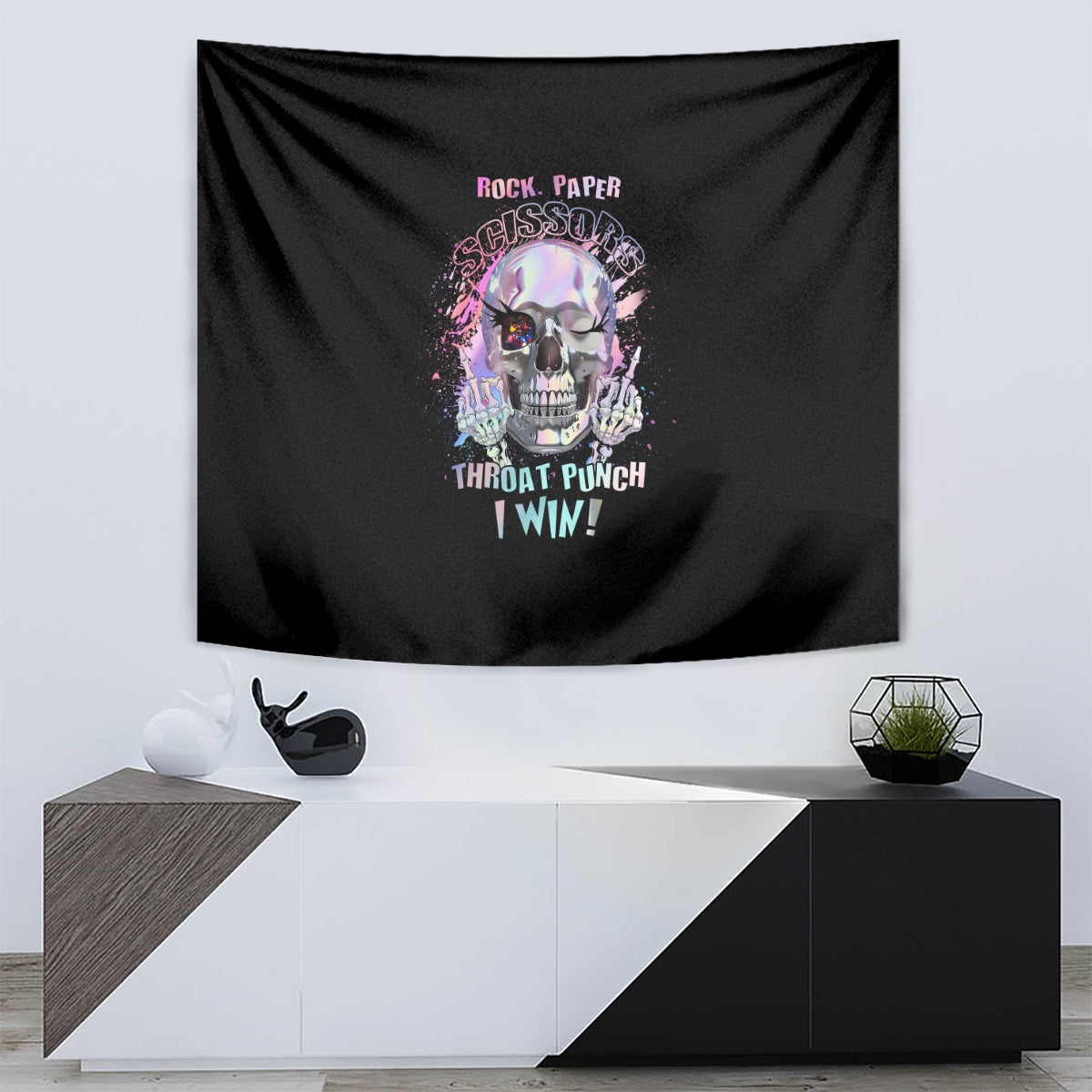 Rock Paper Throat Punch I Win Tapestry - Wonder Print Shop