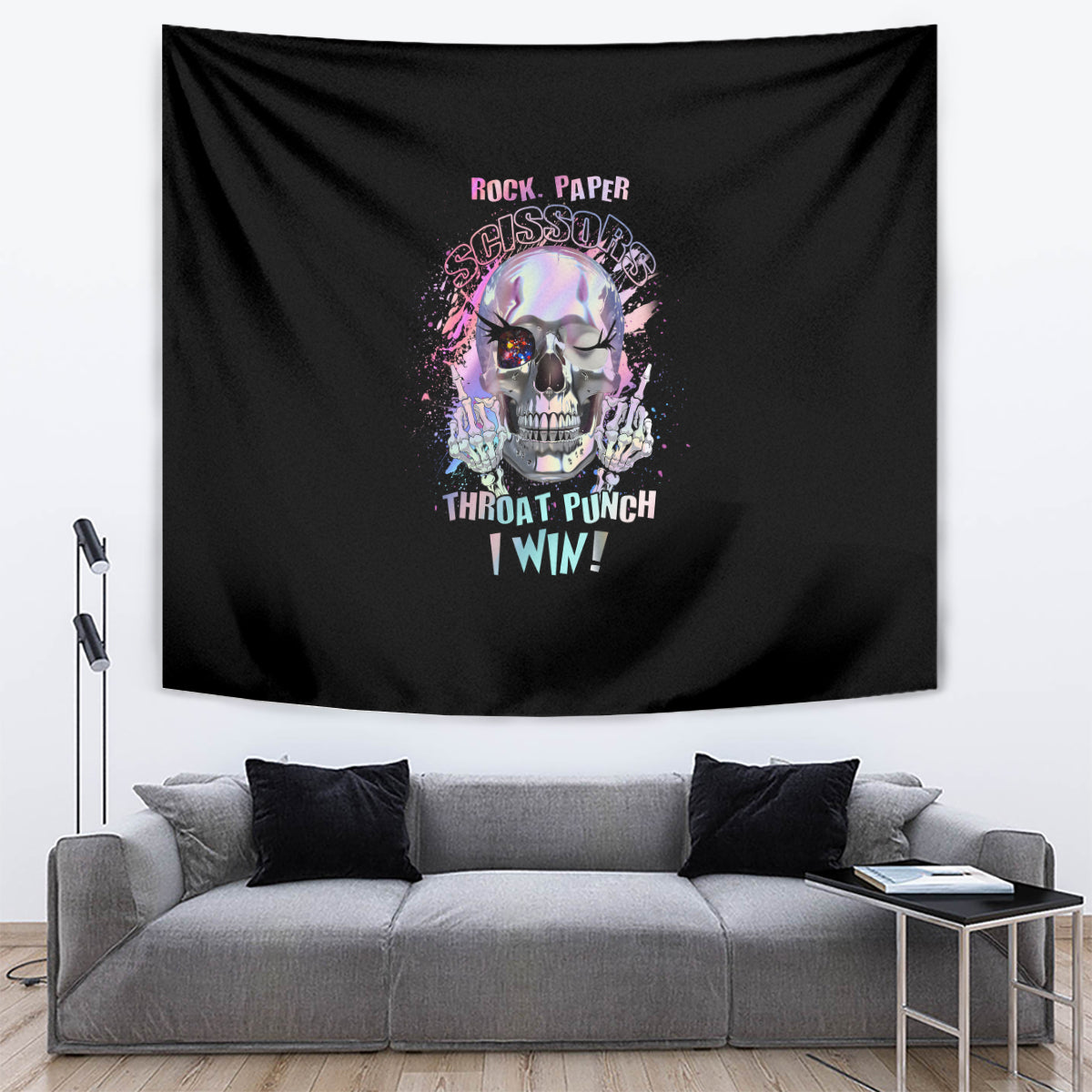 Rock Paper Throat Punch I Win Tapestry - Wonder Print Shop