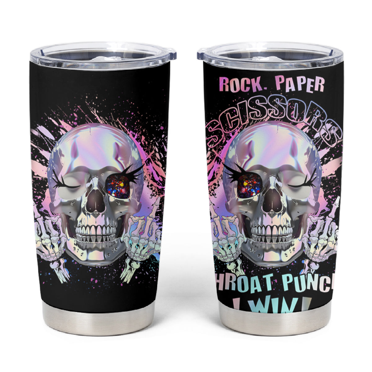 Rock Paper Throat Punch I Win Tumbler Cup