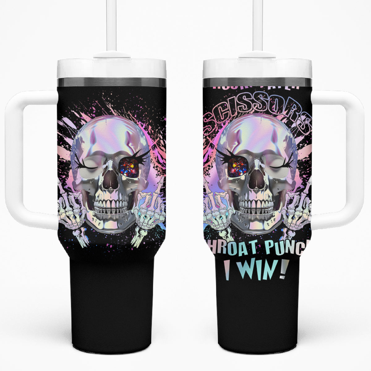 Rock Paper Throat Punch I Win Tumbler With Handle