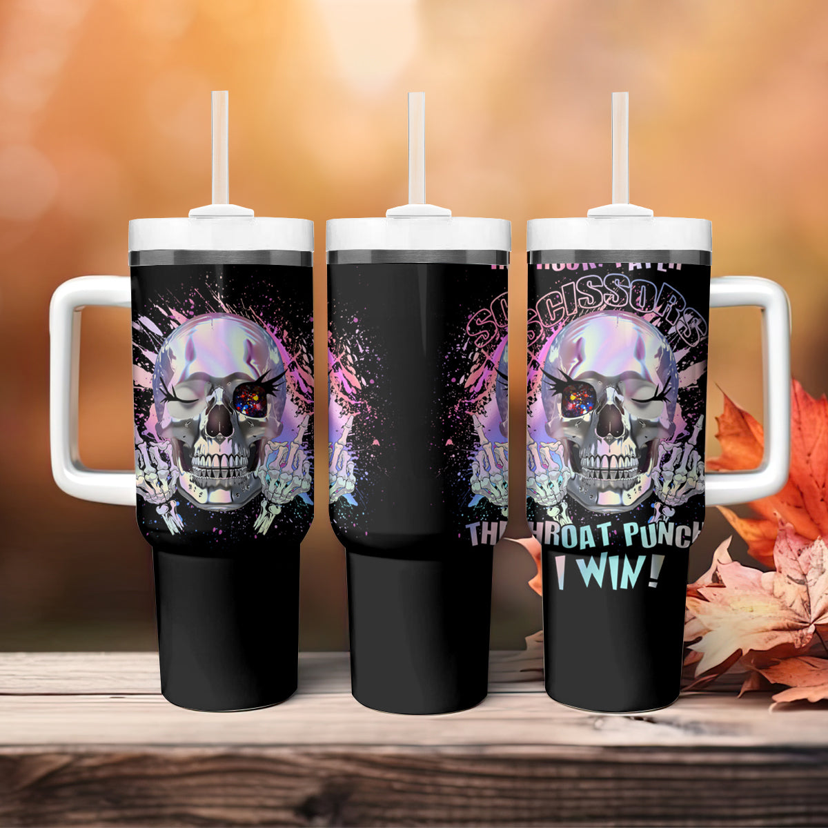 Rock Paper Throat Punch I Win Tumbler With Handle - Wonder Print Shop