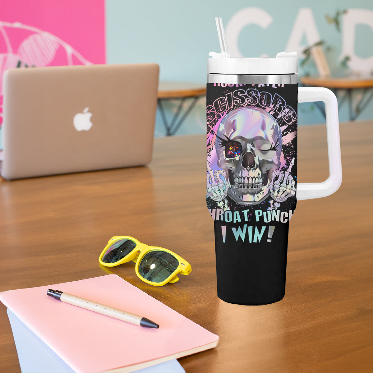 Rock Paper Throat Punch I Win Tumbler With Handle - Wonder Print Shop