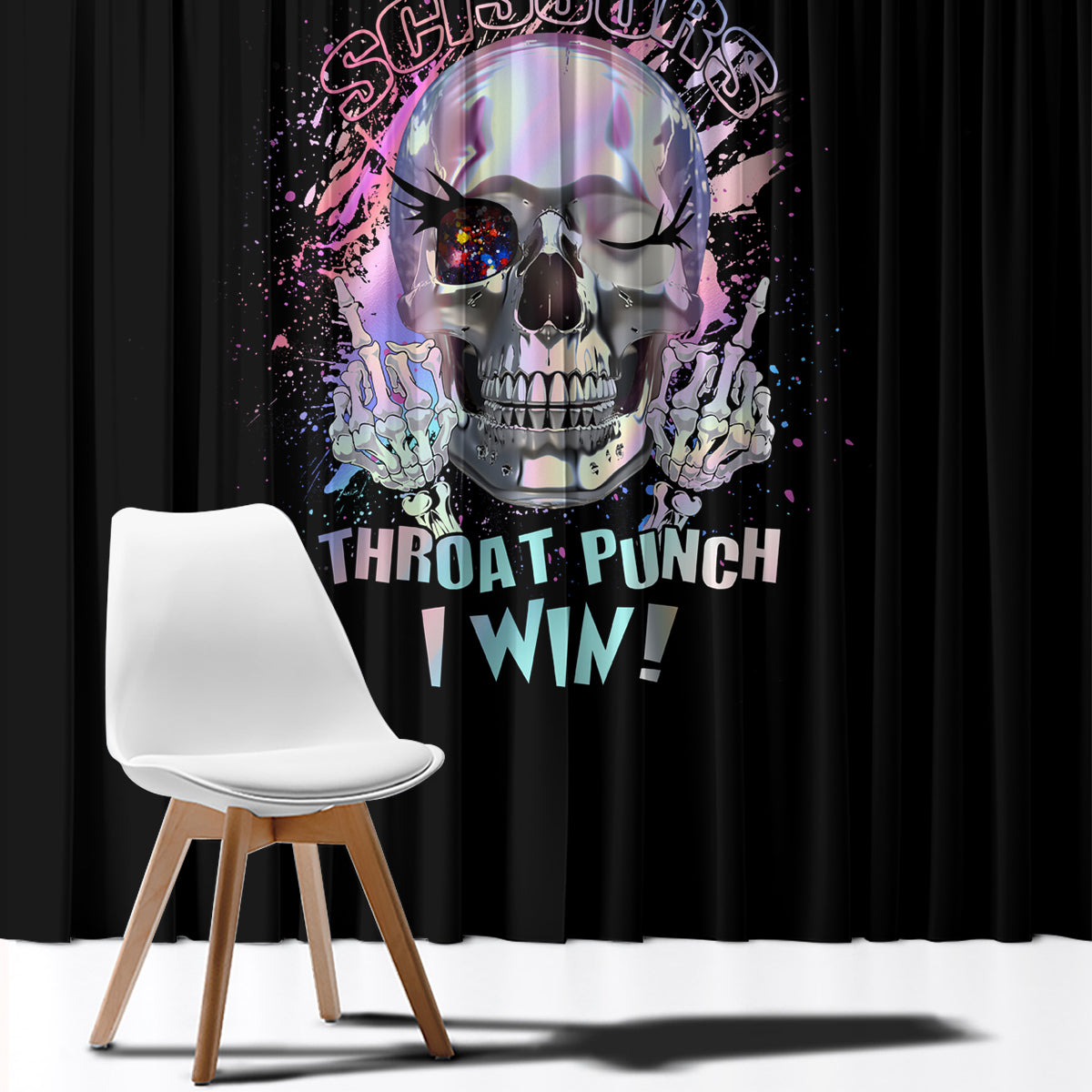 Rock Paper Throat Punch I Win Window Curtain - Wonder Print Shop