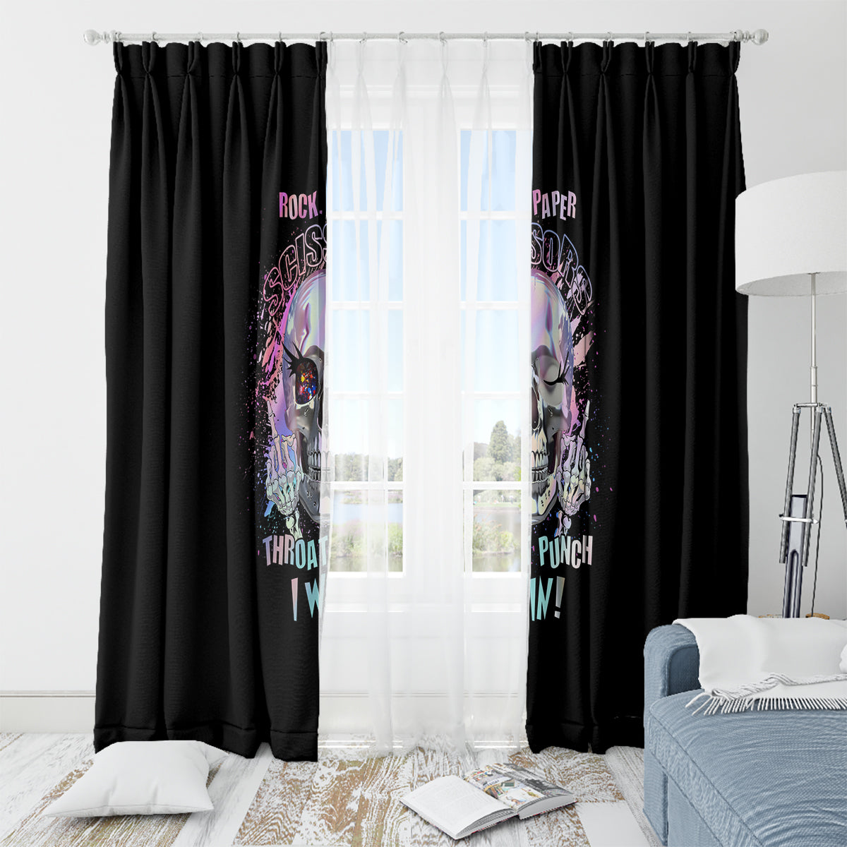 Rock Paper Throat Punch I Win Window Curtain - Wonder Print Shop