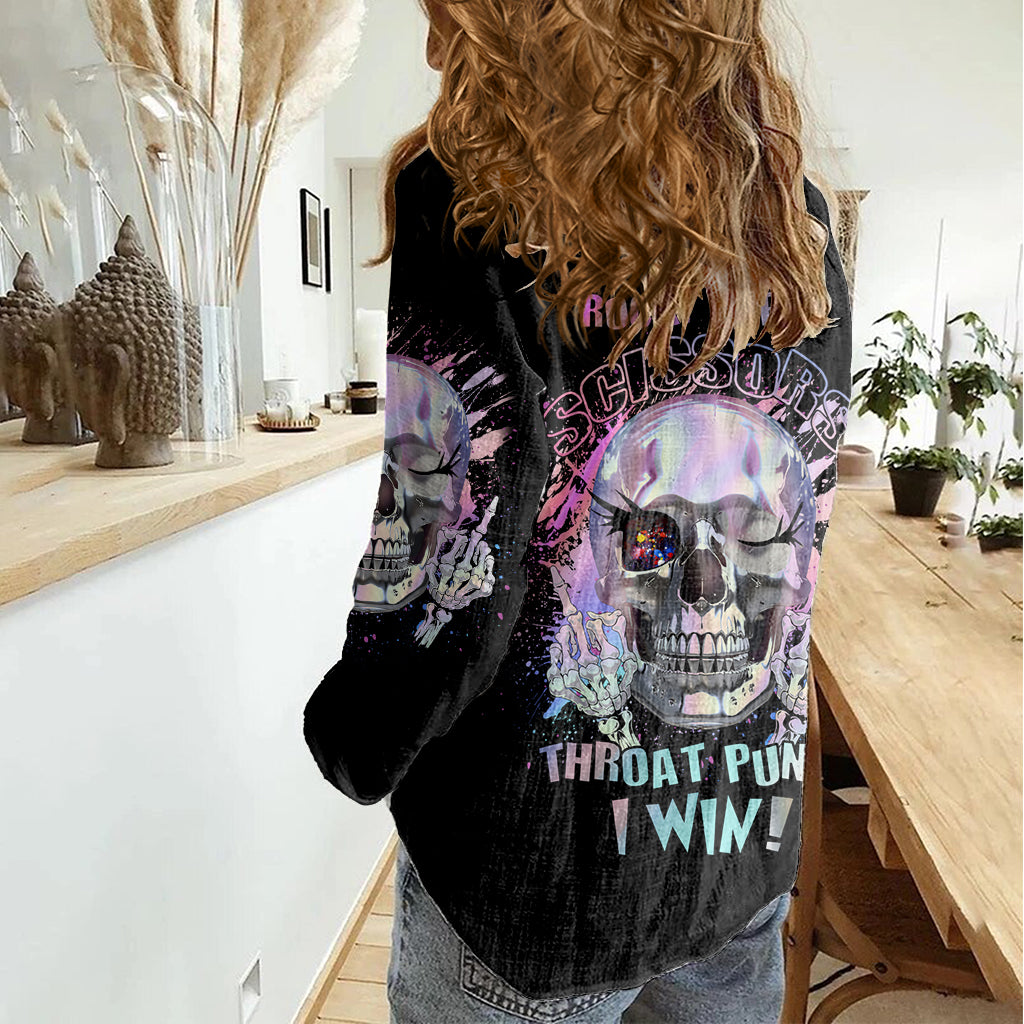 Rock Paper Throat Punch I Win Women Casual Shirt - Wonder Print Shop