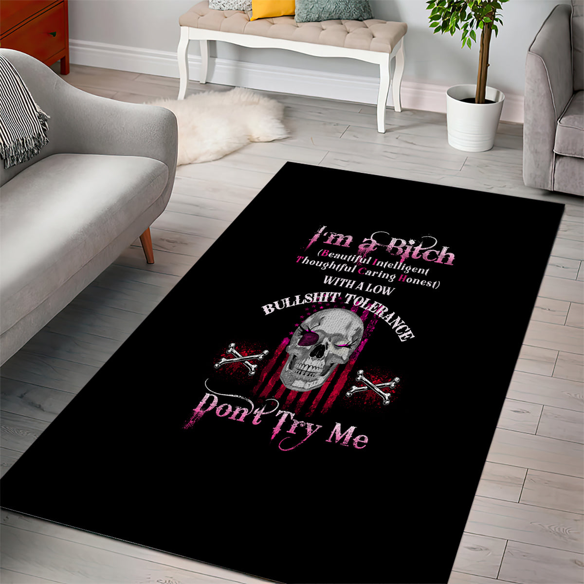 I'm A B Don't Try Me Area Rug - Wonder Print Shop