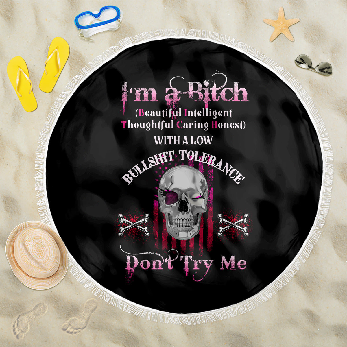 I'm A B Don't Try Me Beach Blanket - Wonder Print Shop